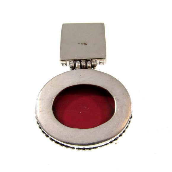 Handcrafted Solid 925 Sterling Silver & Red Agate Balinese Pendant, Made in Bali - Picture 5 of 5